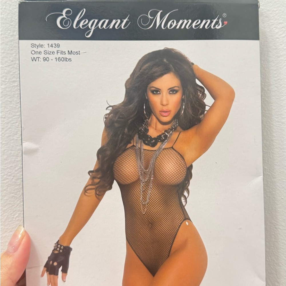 Elegant Moments Black Mesh Bodysuit